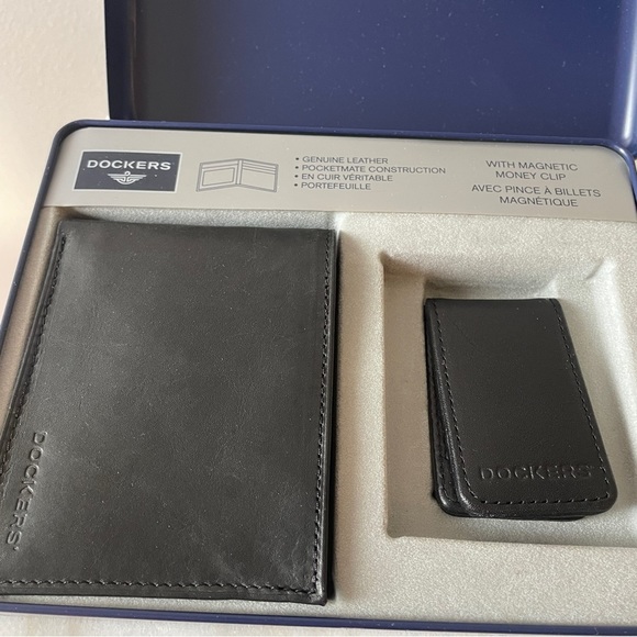 NIB Dockers genuine  leather black wallet with money clip‎ - Picture 1 of 4